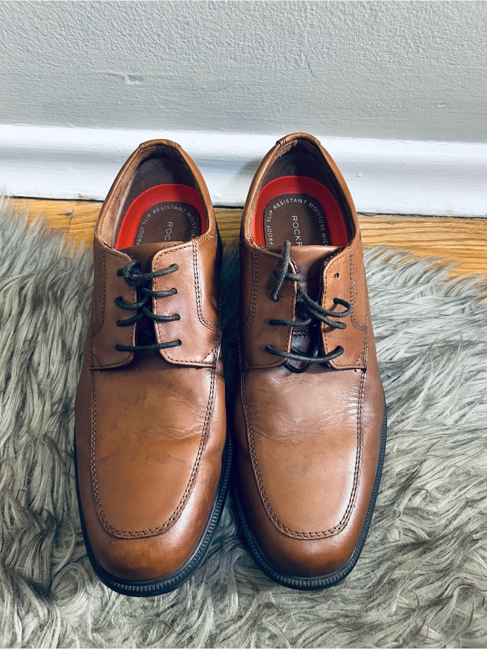 Rockport Men's Tan Leather Lace-Up Oxfords